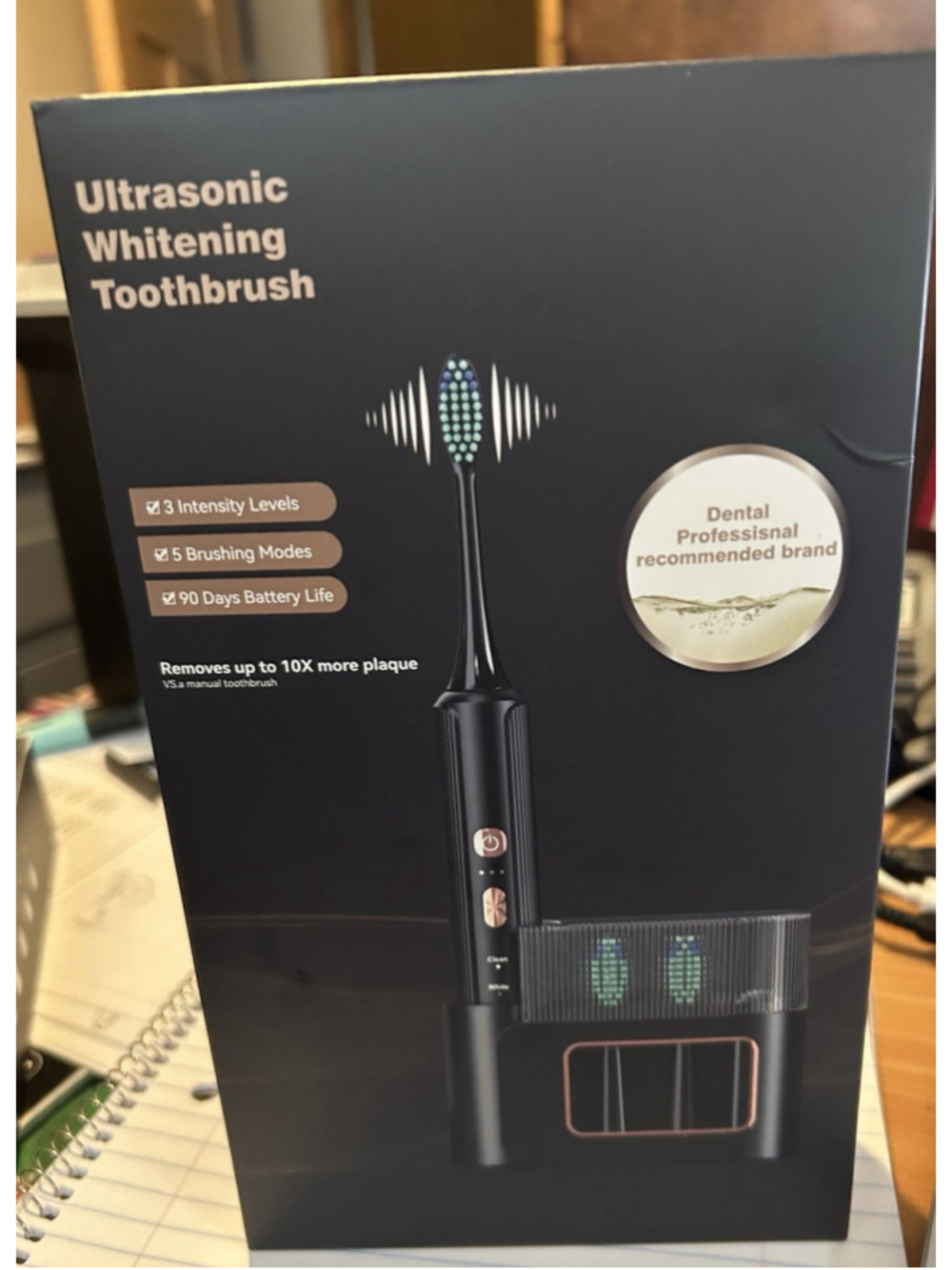 Toothbrush Sonic Ultrasonic Whitening 3 Intensity Levels and 5 Brushing Modes